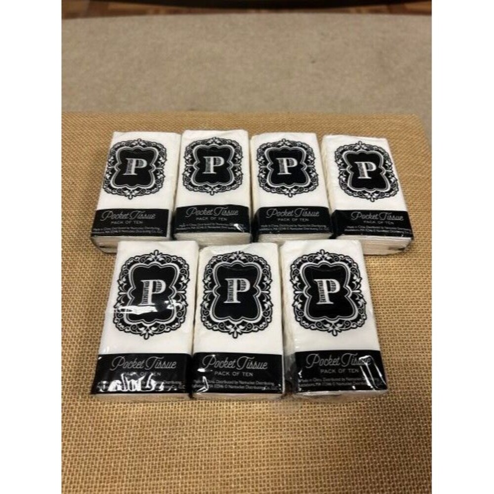 Monogrammed Facial Tissue Pocket Packs - "P" - 7 Packs